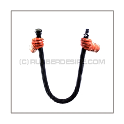 Gasmask-tube T100-D-FR highly flexible with length 100 cm = 40 inch, gasmask thread female and 22 mm mediport female with breathing-reduction-adaptor